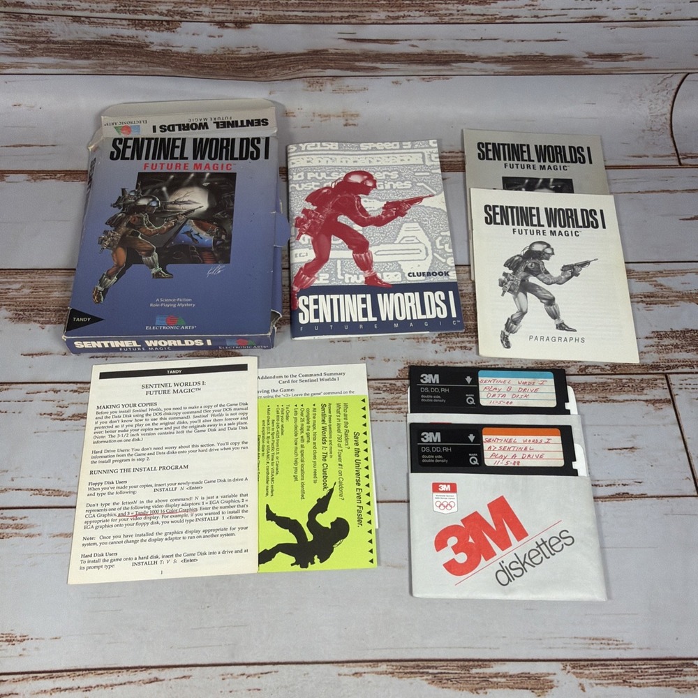 Sentinel Worlds I Commodore 64 C64 128 EA Big Box Floppy Disks Manuals Tested